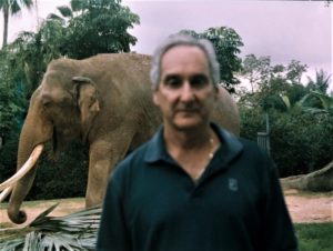 photo of Ira Fischer with African elephant